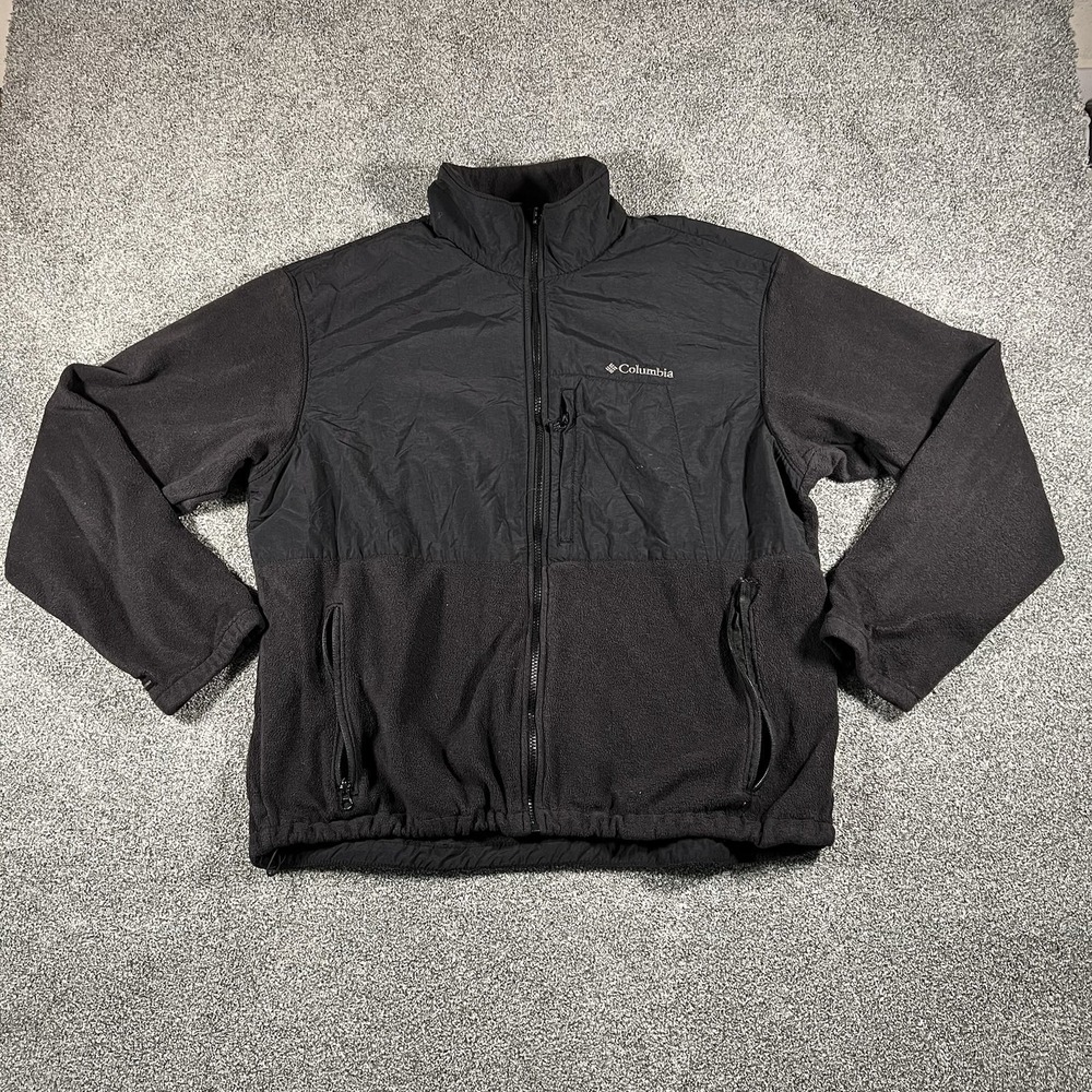 Columbia Interchange Fleece Jacket Black Full Zip Outdoor Men’s XL Coat